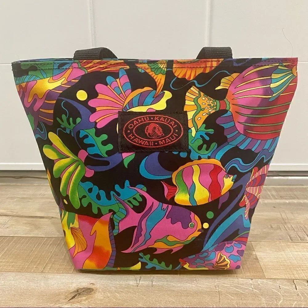 VINTAGE Hawaii Mini Tote Psychedelic Aquatic NWOT!